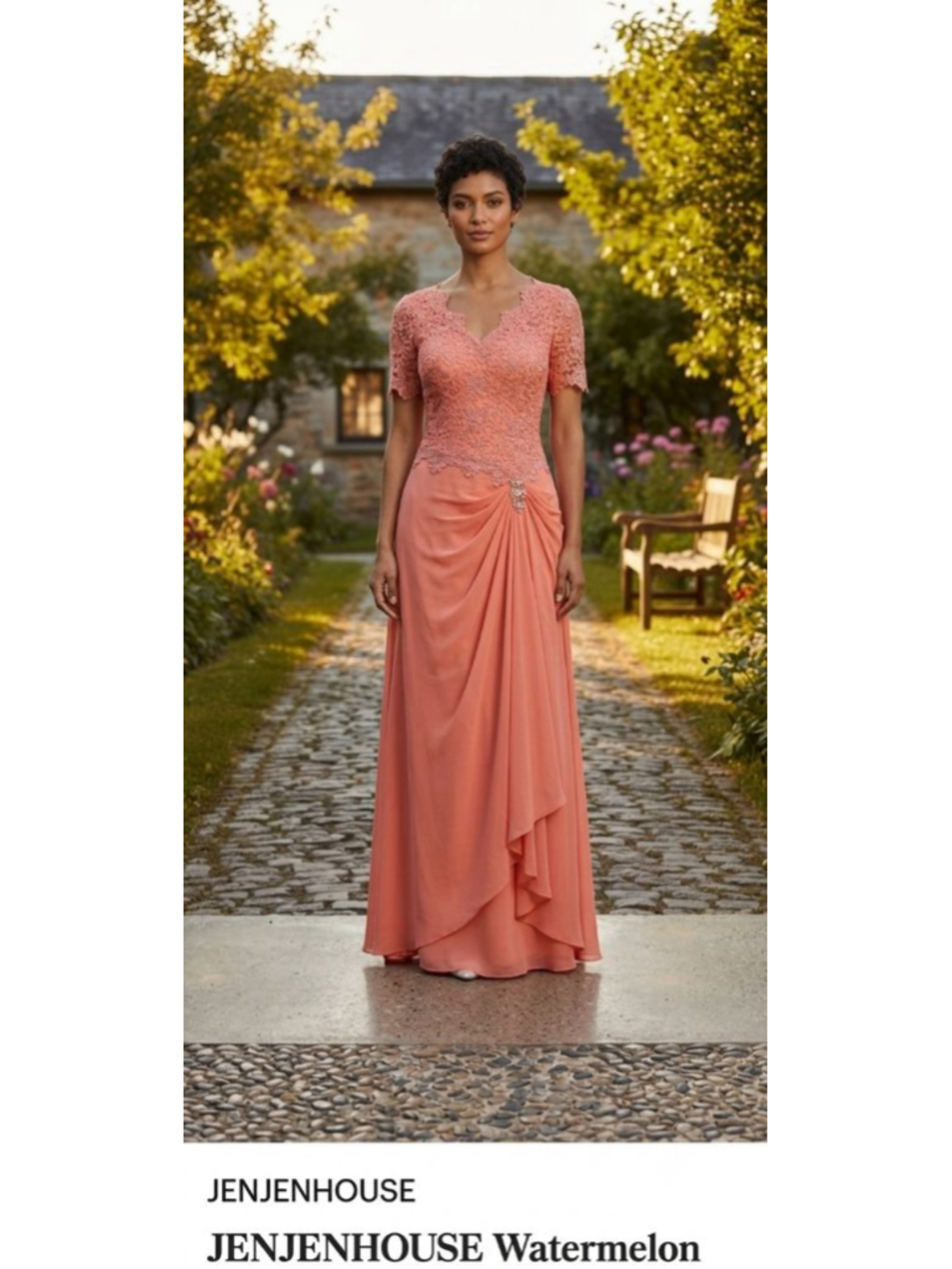 JENJENHOUSE Watermelon Lace Maxi Dress Plus Size 26W